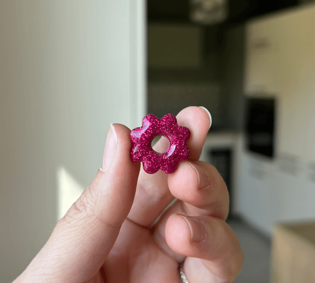 Pampilles dahlia framboise et paillettes