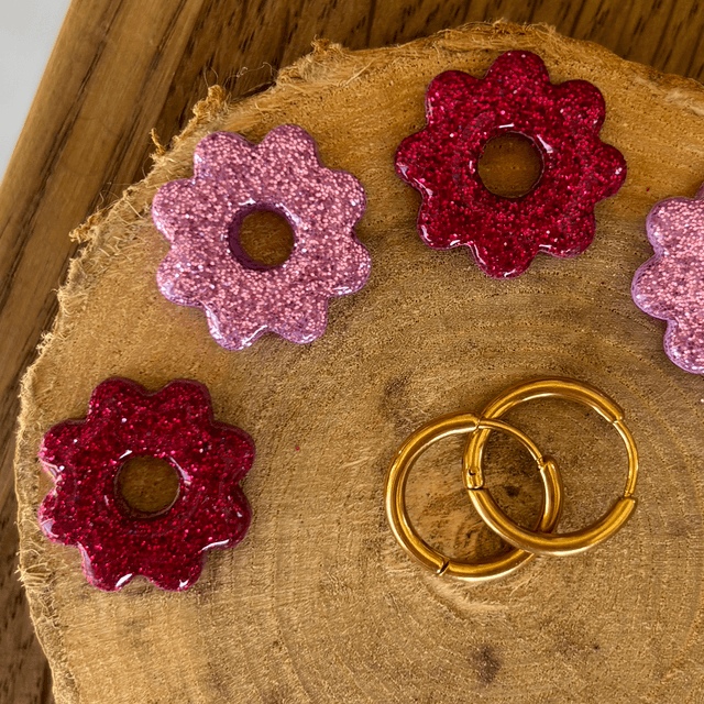 Pampilles dahlia framboise et paillettes